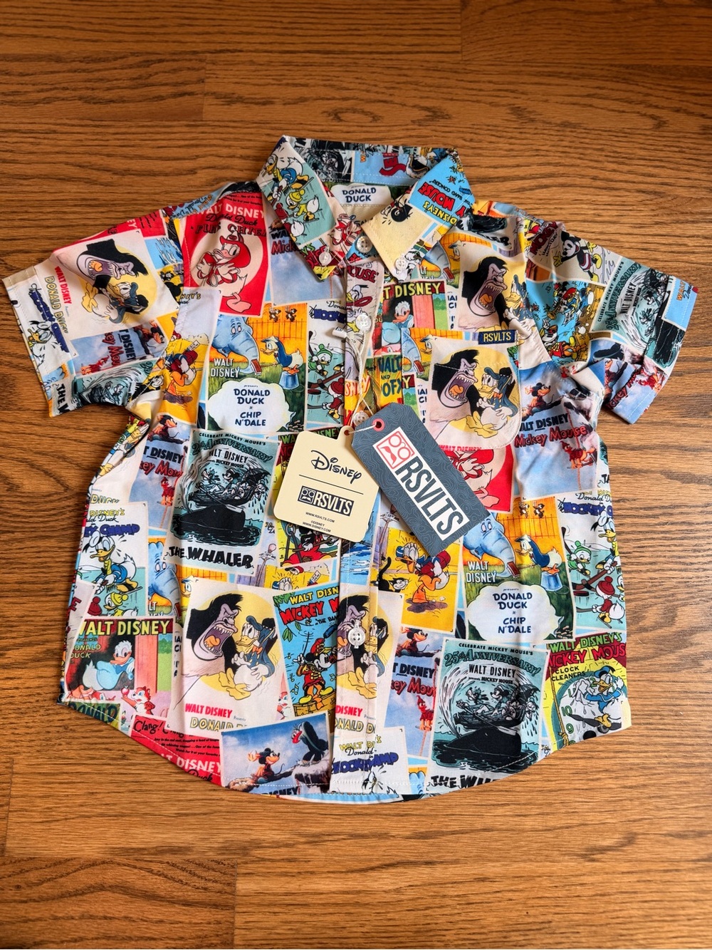 NWT RSVLTS Donald Duck 90th Big Screen Billing Button Up Shirt 2T